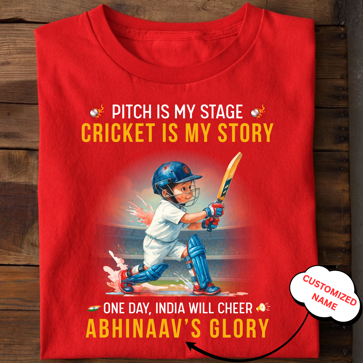 CUSTOMIZATION-CRICKET IS MY STORY CLASSIC T-SHIRT