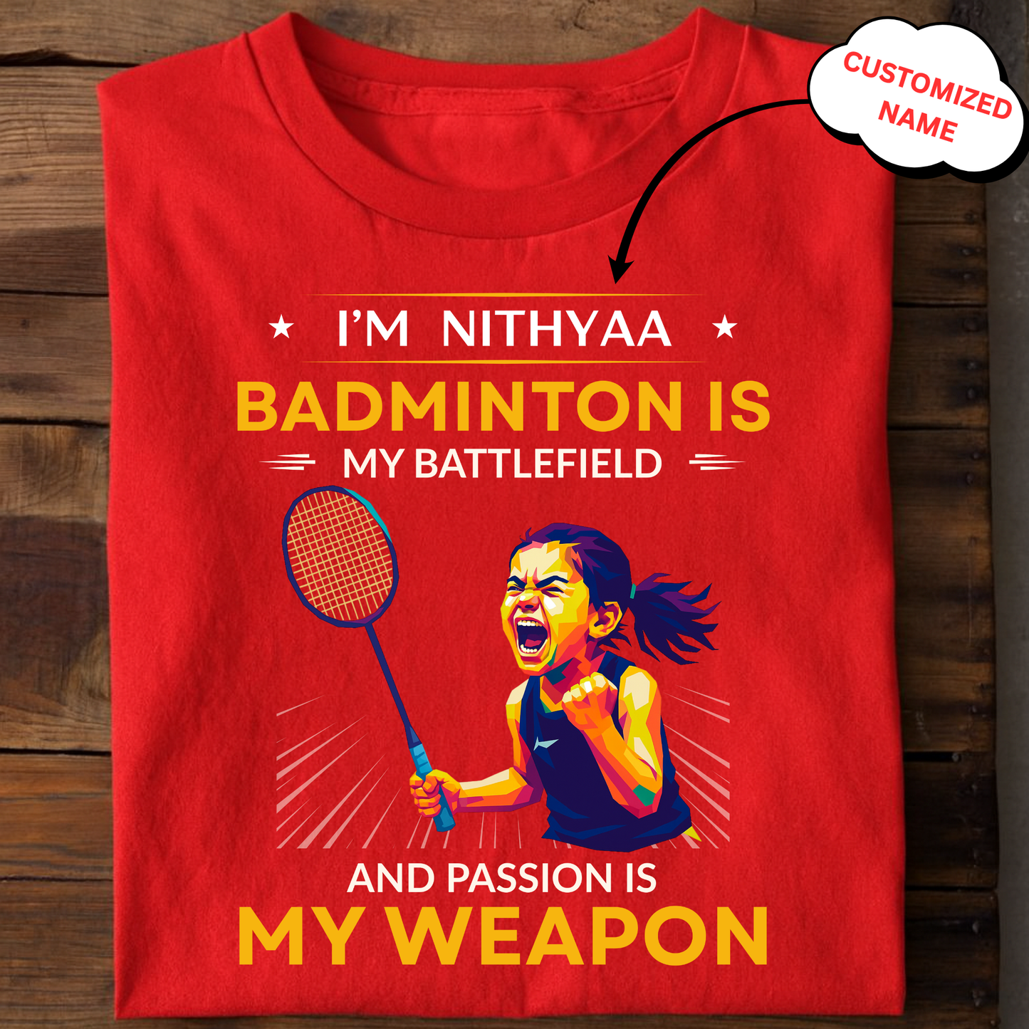 CUSTOMIZED-BADMINTON IS MY BATTLEFIELD AND PASSION IS MY WEAPON-KIDS CLASSIC T-SHIRT