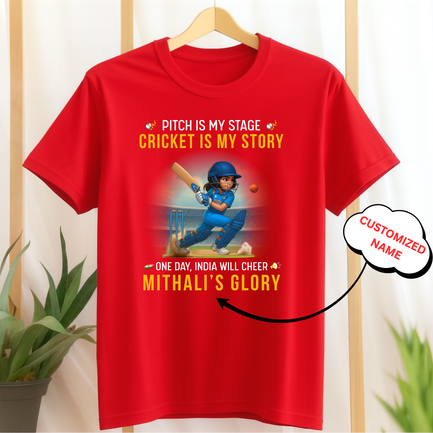 CUSTOMIZATION-CRICKET IS MY STORY (GIRL) CLASSIC T-SHIRT