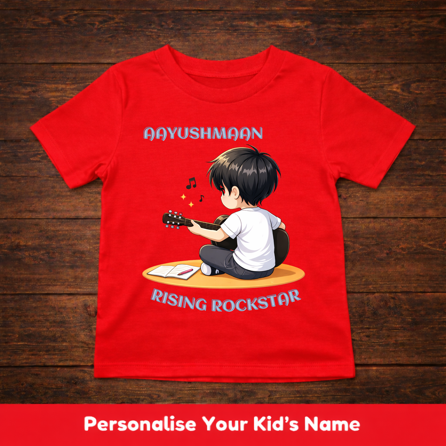 CUSTOMIZED-RISING ROCKSTAR(GUITAR)-BOY KIDS T-SHIRT