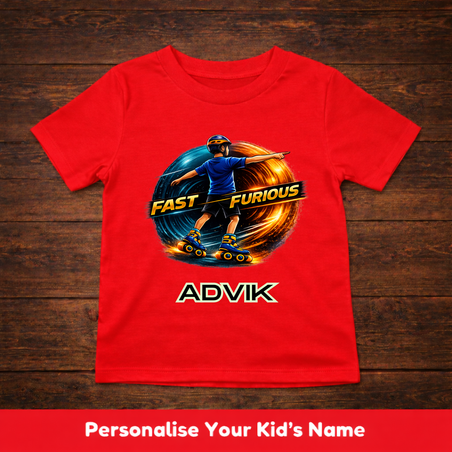 CUSTOMIZED-FAST & FURIOUS (SKATES)-BOY KIDS T-SHIRT