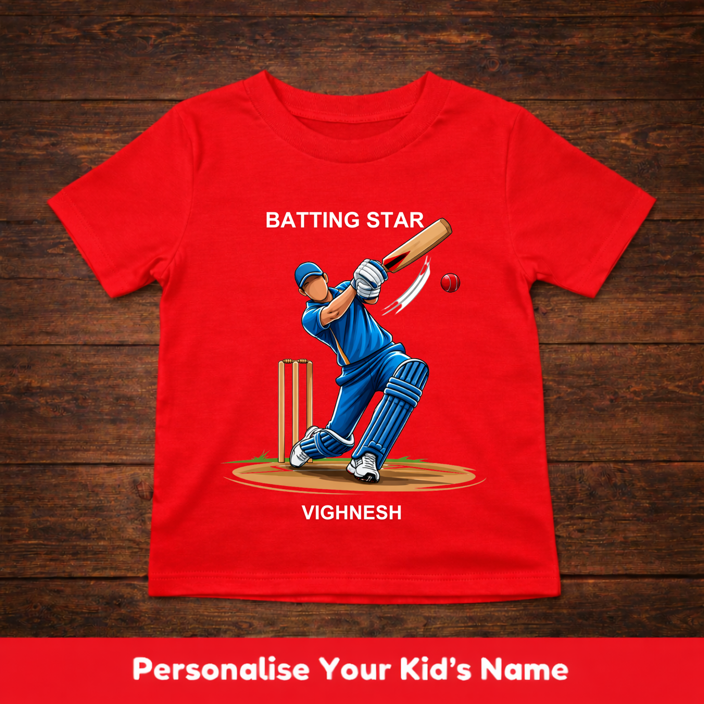CUSTOMIZED-BATTING STAR(CRICKET)-KIDS T-SHIRT