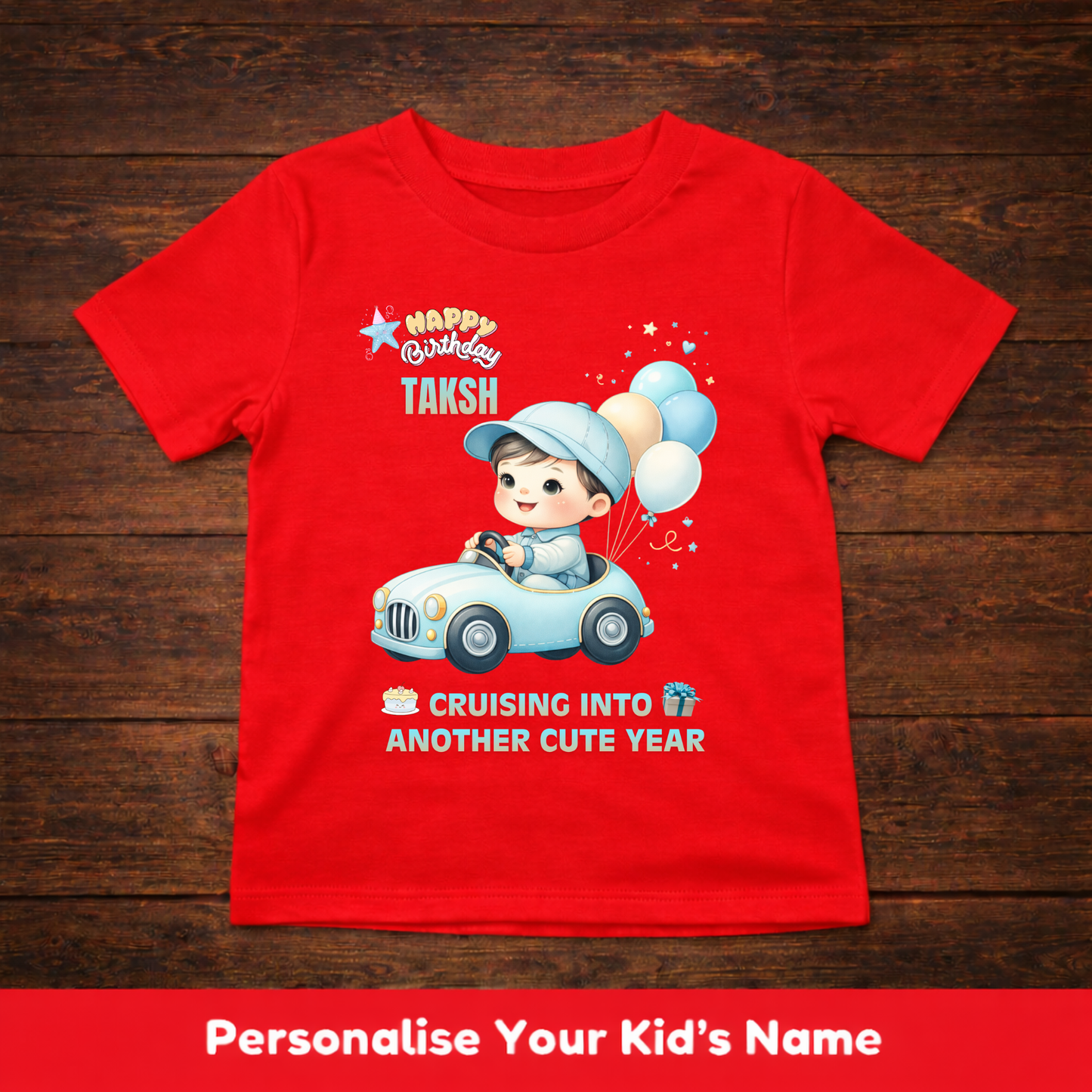 CUSTOMIZATION BOY'S T-SHIRT-CRUISING INTO ANOTHER CUTE YEAR