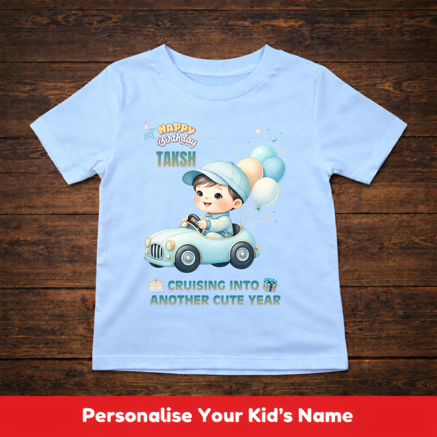 CUSTOMIZATION BOY'S T-SHIRT-CRUISING INTO ANOTHER CUTE YEAR
