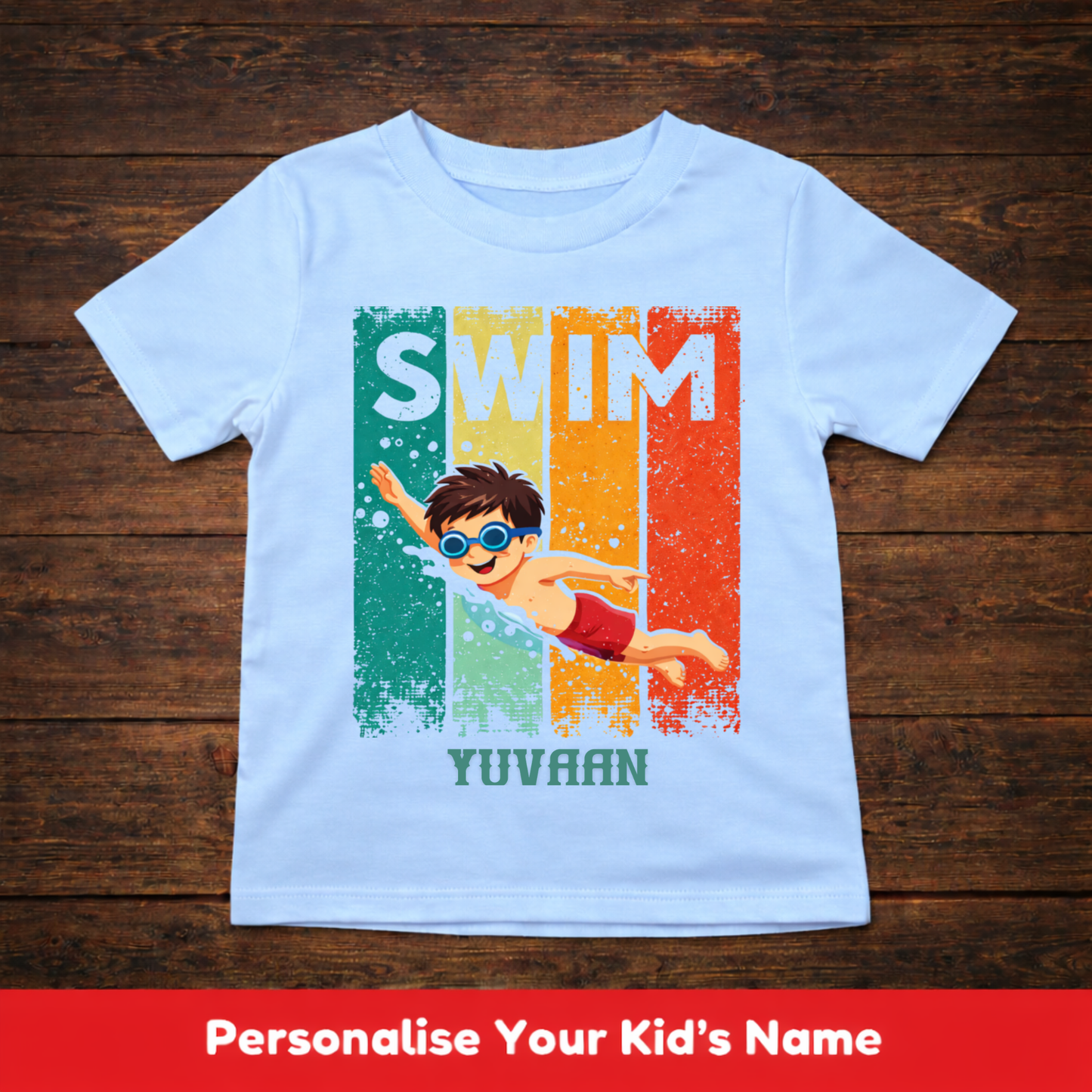 CUSTOMIZED-YOUNG BOY SWIMMING-KIDS T-SHIRT