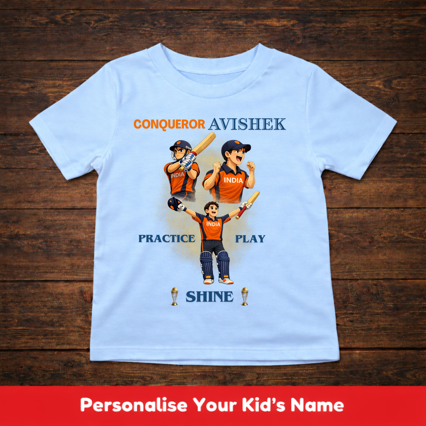 CUSTOMIZED-PRACTICE PLAY SHINE(CRICKET)-KIDS T-SHIRT