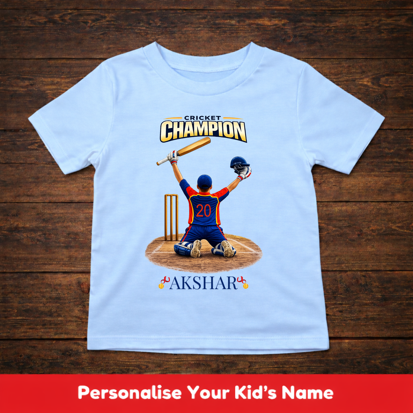 CUSTOMIZED-CRICKET CHAMPION(CRICKET)-KIDS T-SHIRT