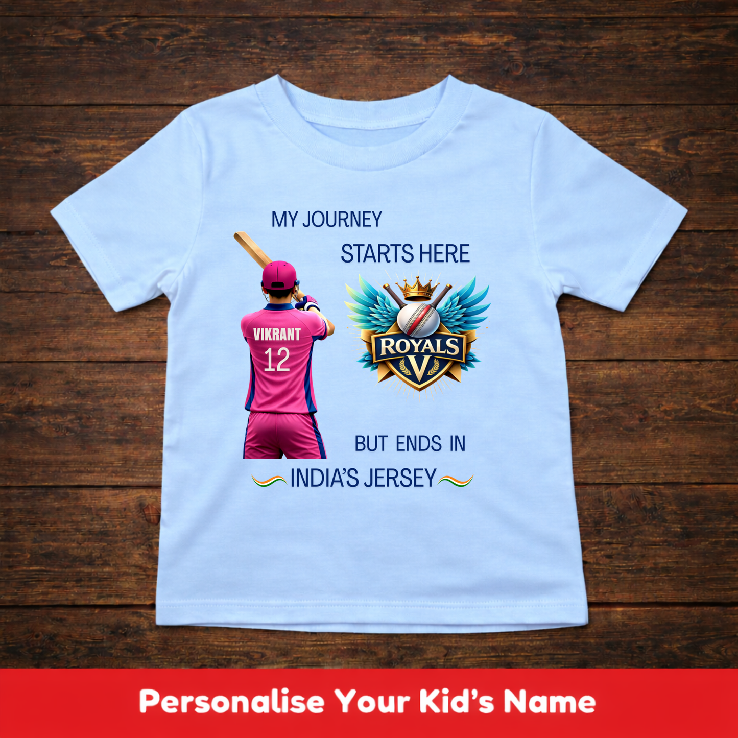 CUSTOMIZED-MY JOURNEY-INDIA'S JERSEY(CRICKET)-KIDS T-SHIRT