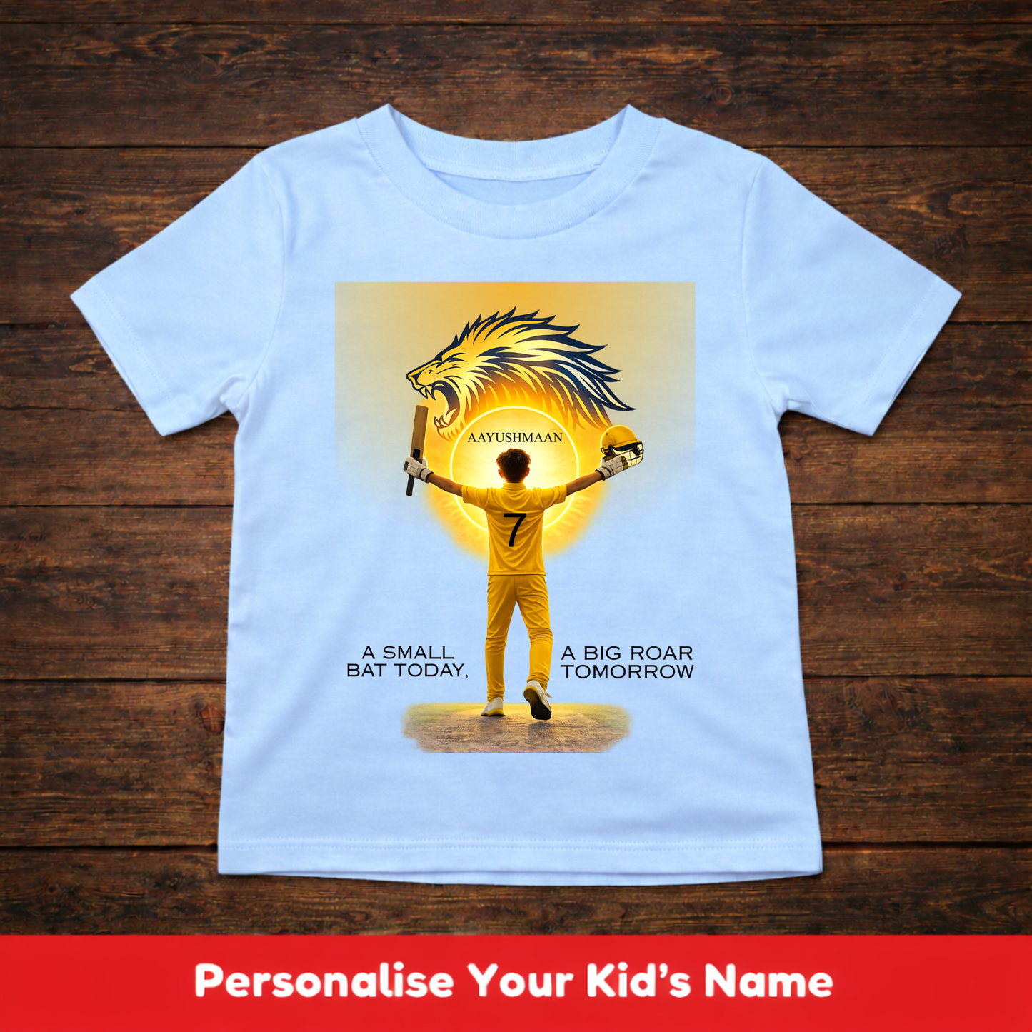 CUSTOMIZED-SMALL BAT, BIG ROAR(CRICKET)-KIDS T-SHIRT