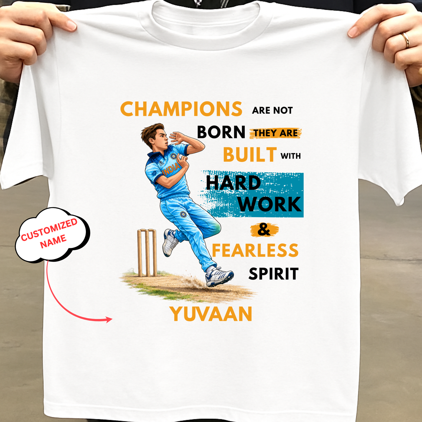 CUSTOMIZATION-CHAMPIONS BUILT WITH HARD WORK-CLASSIC T-SHIRT