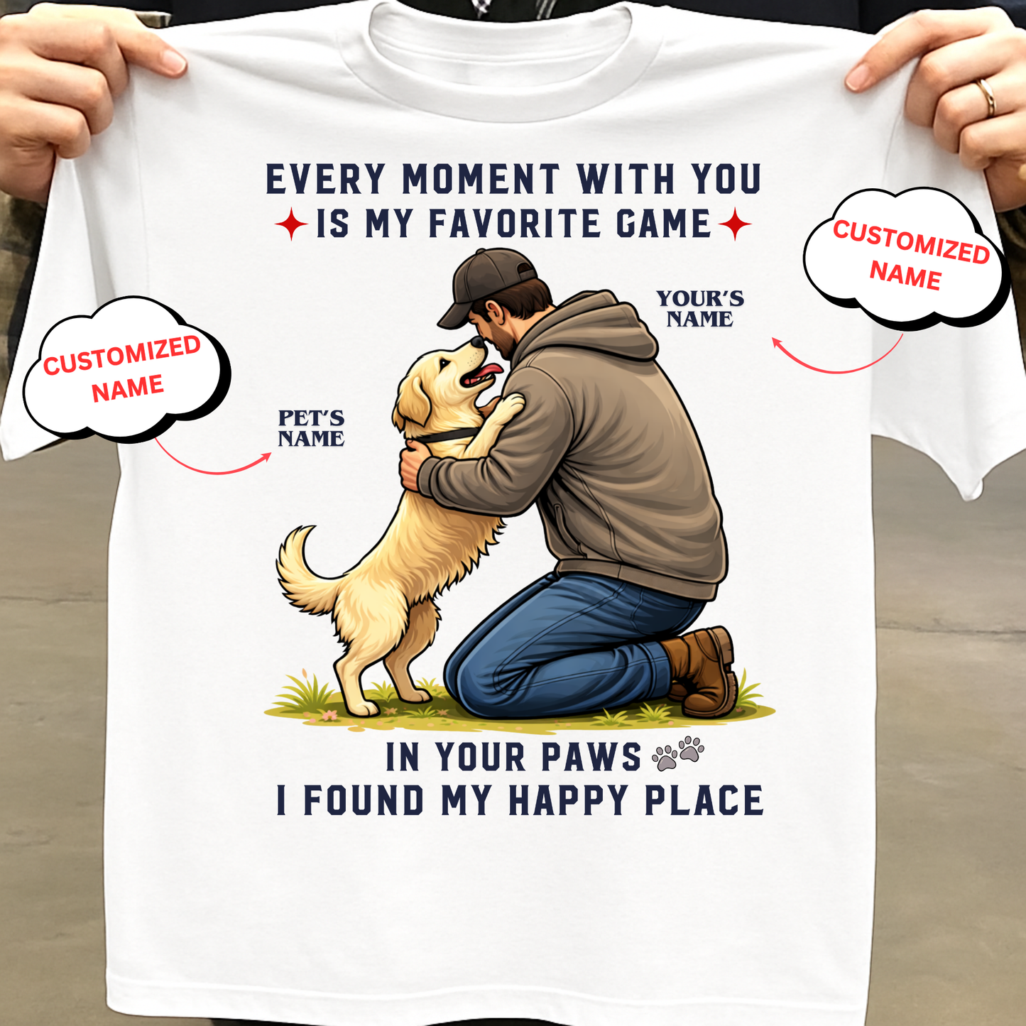 CUSTOMIZATION-I FOUND MY HAPPY PLACE(PET LOVER)-PREMIUM UNISEX CLASSIC T-SHIRT