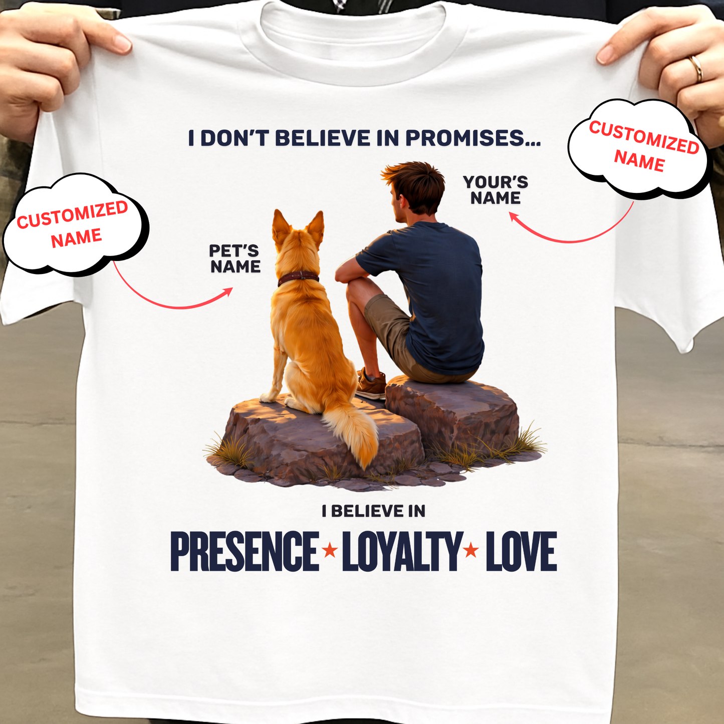 CUSTOMIZATION-I BELIEVE IN LOYALTY(PET LOVER)-PREMIUM MAN CLASSIC T-SHIRT