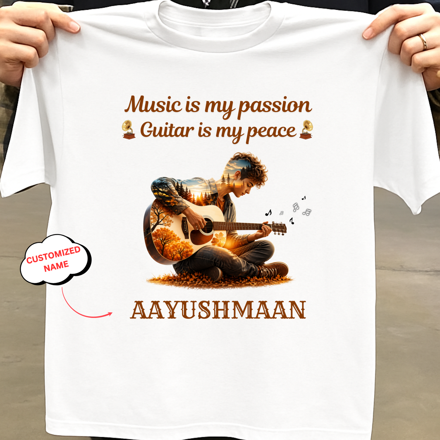 CUSTOMIZED-PASSION AND PEACE(GUITAR)-CLASSIC T-SHIRT