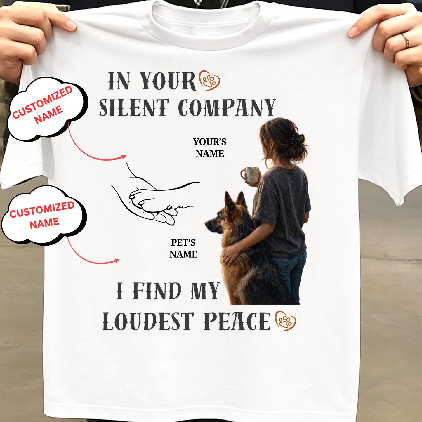 CUSTOMIZATION-I FIND MY LOUDEST PEACE (PET LOVER)-PREMIUM WOMAN CLASSIC T-SHIRT