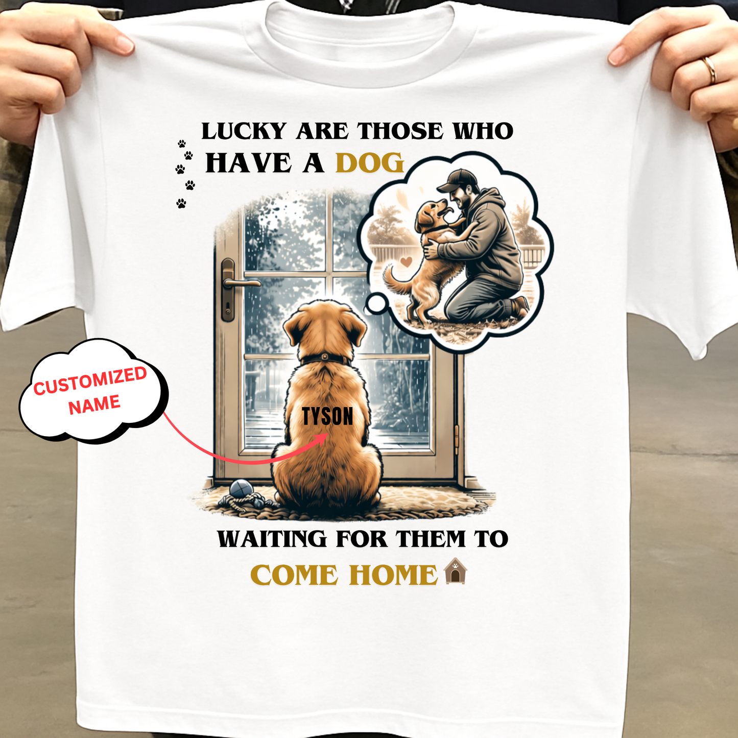 CUSTOMIZATION-LUCKY WITH A DOG (PET LOVER)-PREMIUM UNISEX CLASSIC T-SHIRT