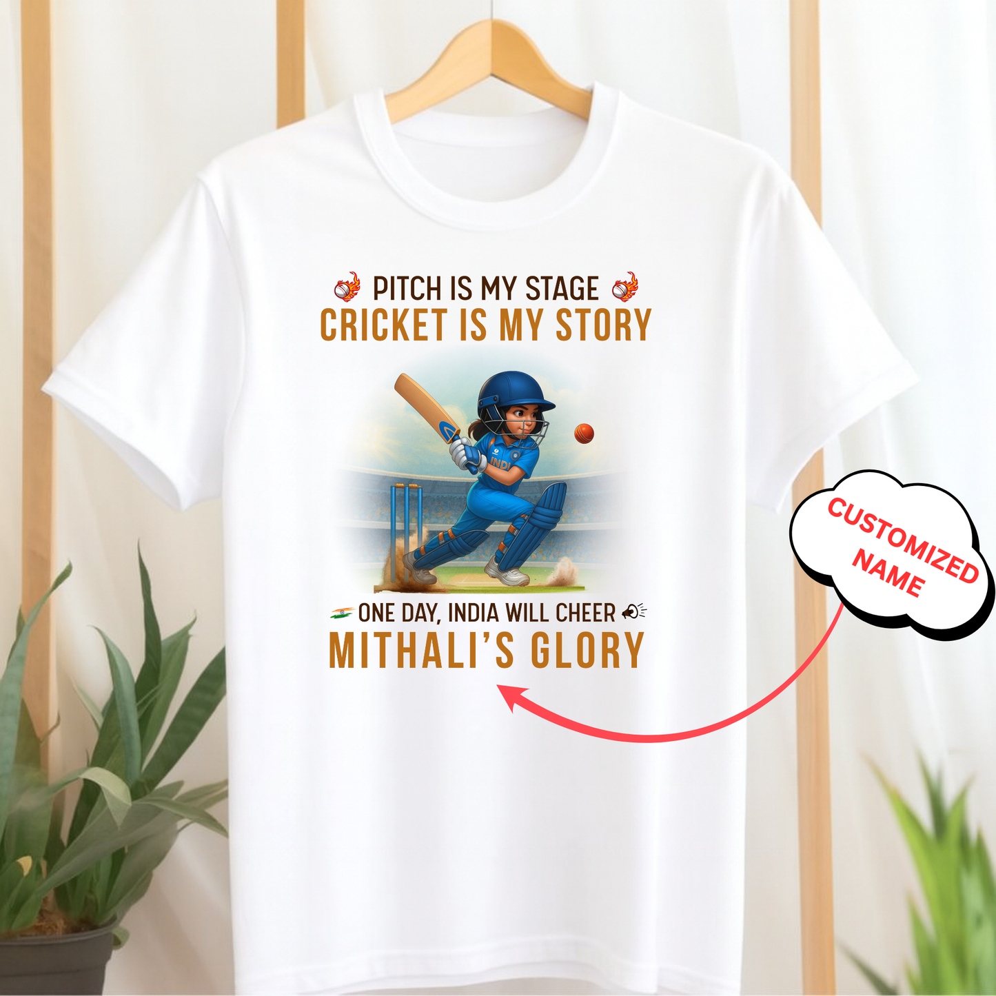 CUSTOMIZATION-CRICKET IS MY STORY (GIRL) CLASSIC T-SHIRT