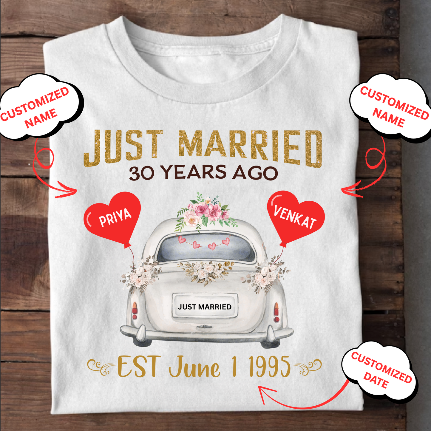 CUSTOMIZED UNISEX T-SHIRT- JUST MARRIED