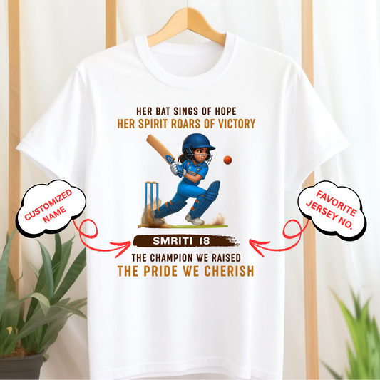 CUSTOMIZED-THE CHAMPION WE RAISED, THE PRIDE WE CHERISH (CRICKET)-KIDS T-SHIRT