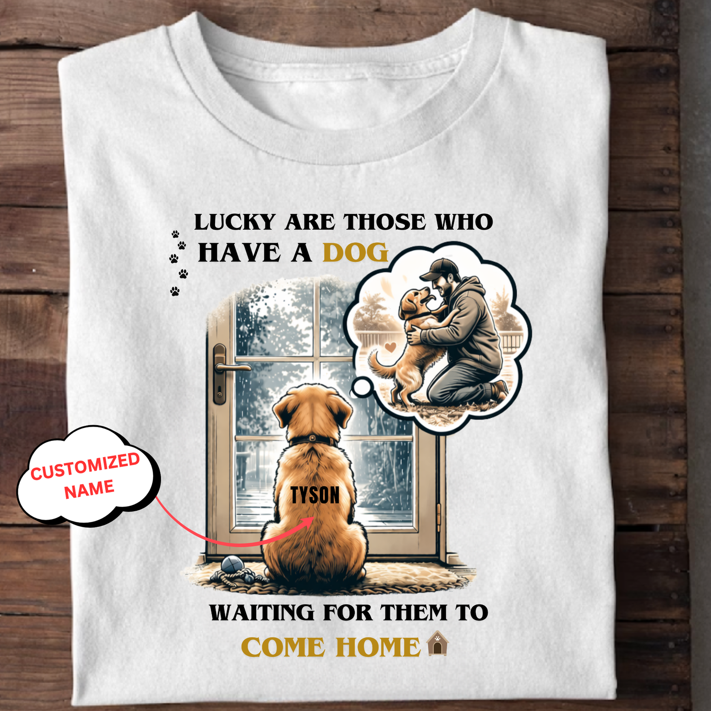 CUSTOMIZATION-LUCKY WITH A DOG (PET LOVER)-PREMIUM UNISEX CLASSIC T-SHIRT
