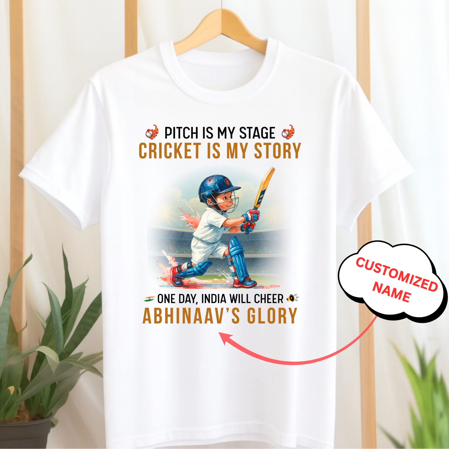 CUSTOMIZATION-CRICKET IS MY STORY CLASSIC T-SHIRT