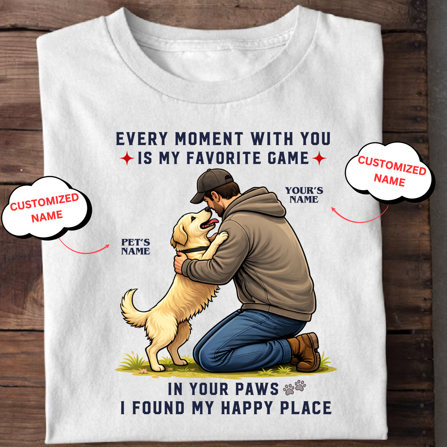 CUSTOMIZATION-I FOUND MY HAPPY PLACE(PET LOVER)-PREMIUM UNISEX CLASSIC T-SHIRT