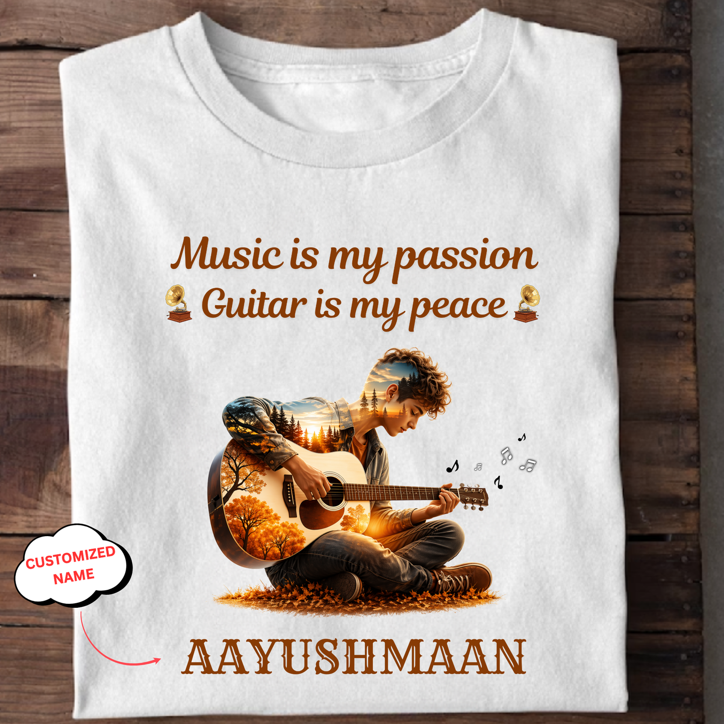 CUSTOMIZED-PASSION AND PEACE(GUITAR)-CLASSIC T-SHIRT
