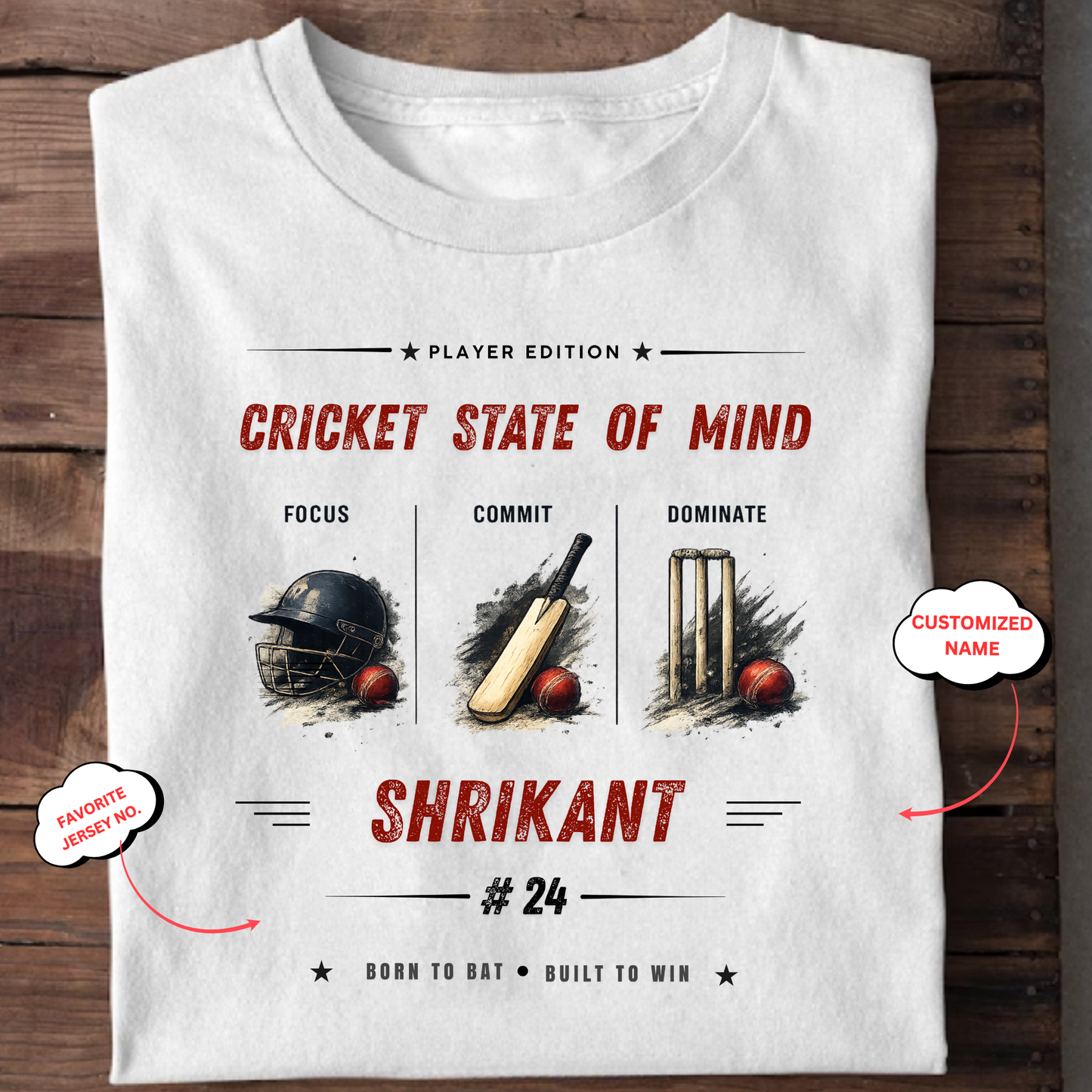 CUSTOMIZATION-CRICKET STATE OF MIND-CLASSIC T-SHIRT