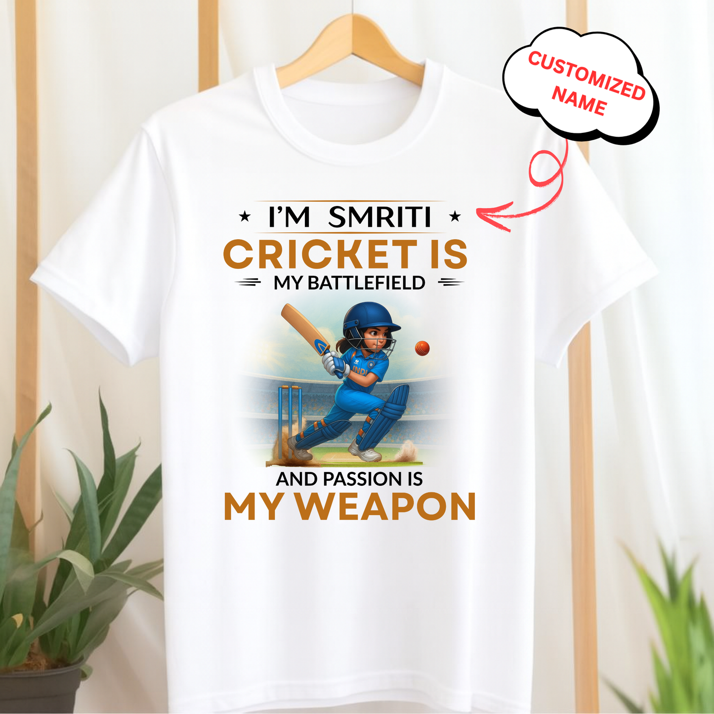 CUSTOMIZATION-CRICKET IS MY BATTLEFIELD (GIRL)CLASSIC T-SHIRT