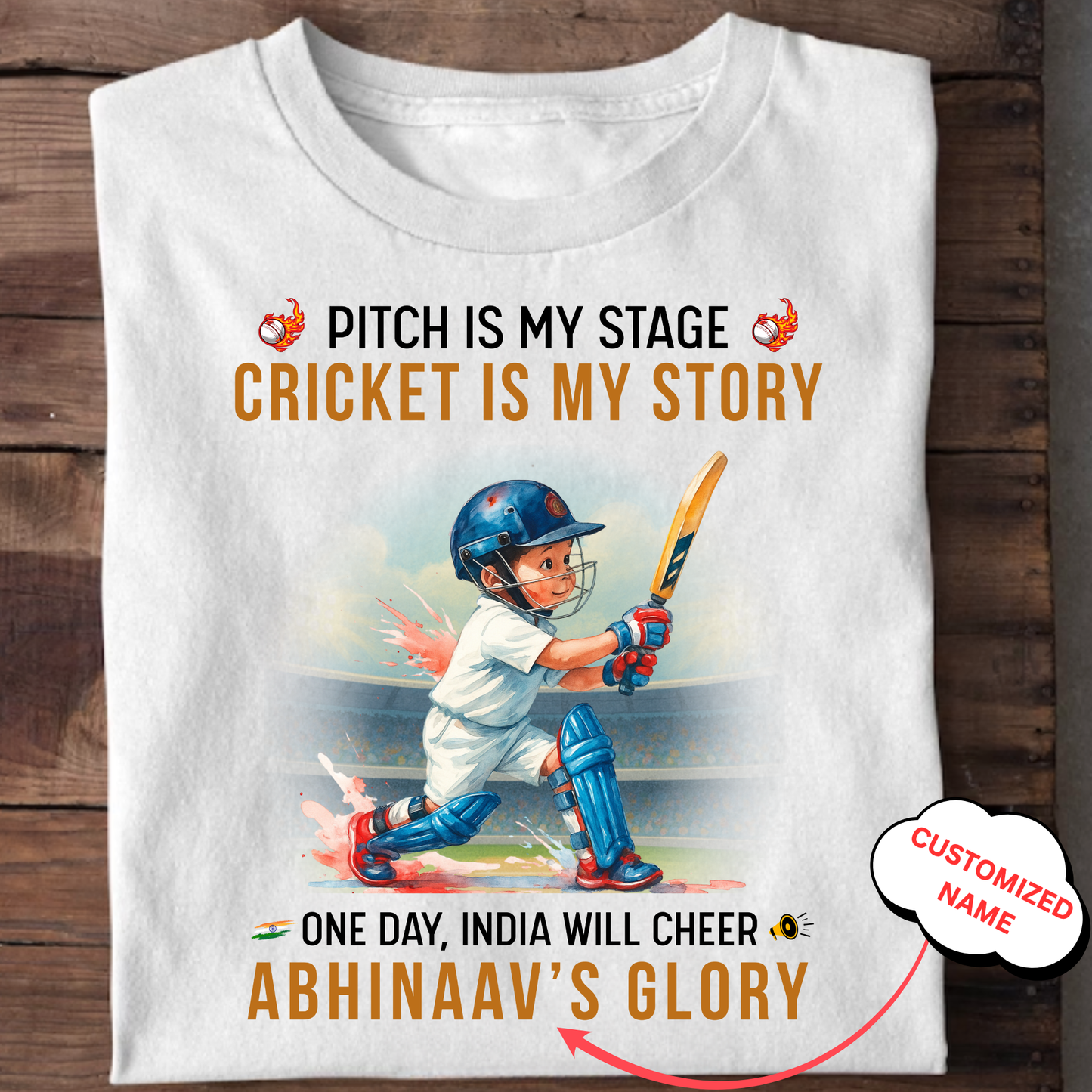 CUSTOMIZATION-CRICKET IS MY STORY CLASSIC T-SHIRT