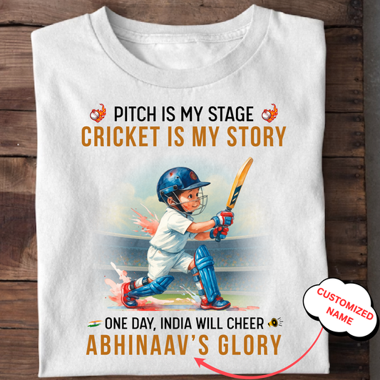 CUSTOMIZATION-CRICKET IS MY STORY CLASSIC T-SHIRT