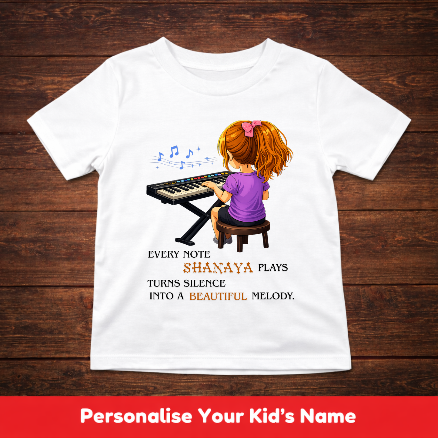 CUSTOMIZED-BEAUTIFUL MELODY(KEYBOARD)-GIRL KIDS T-SHIRT