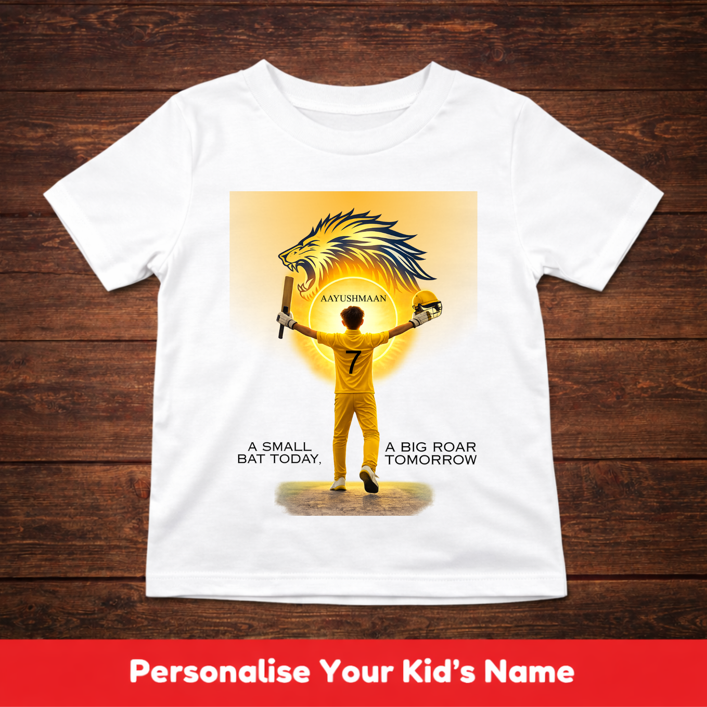 CUSTOMIZED-SMALL BAT, BIG ROAR(CRICKET)-KIDS T-SHIRT
