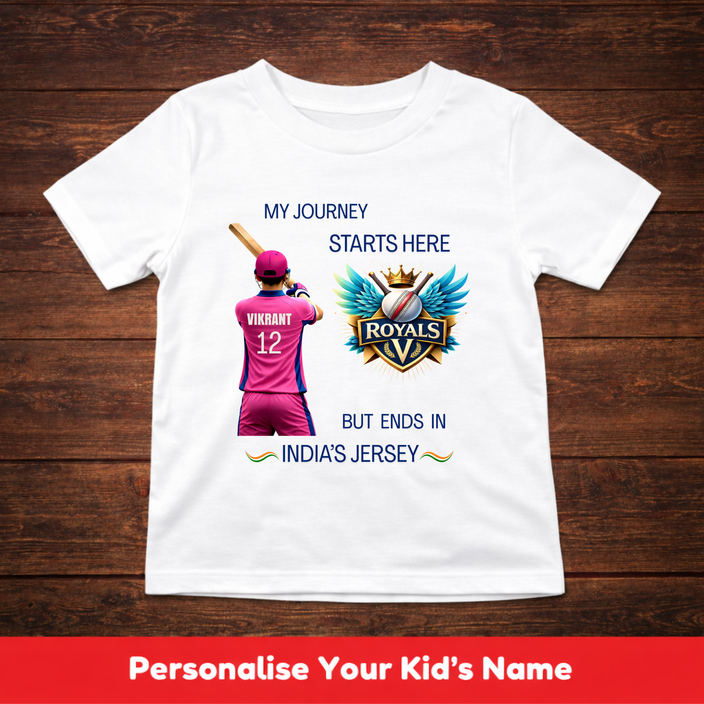 CUSTOMIZED-MY JOURNEY-INDIA'S JERSEY(CRICKET)-KIDS T-SHIRT