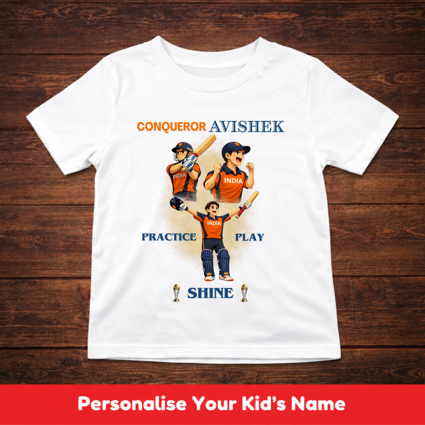 CUSTOMIZED-PRACTICE PLAY SHINE(CRICKET)-KIDS T-SHIRT