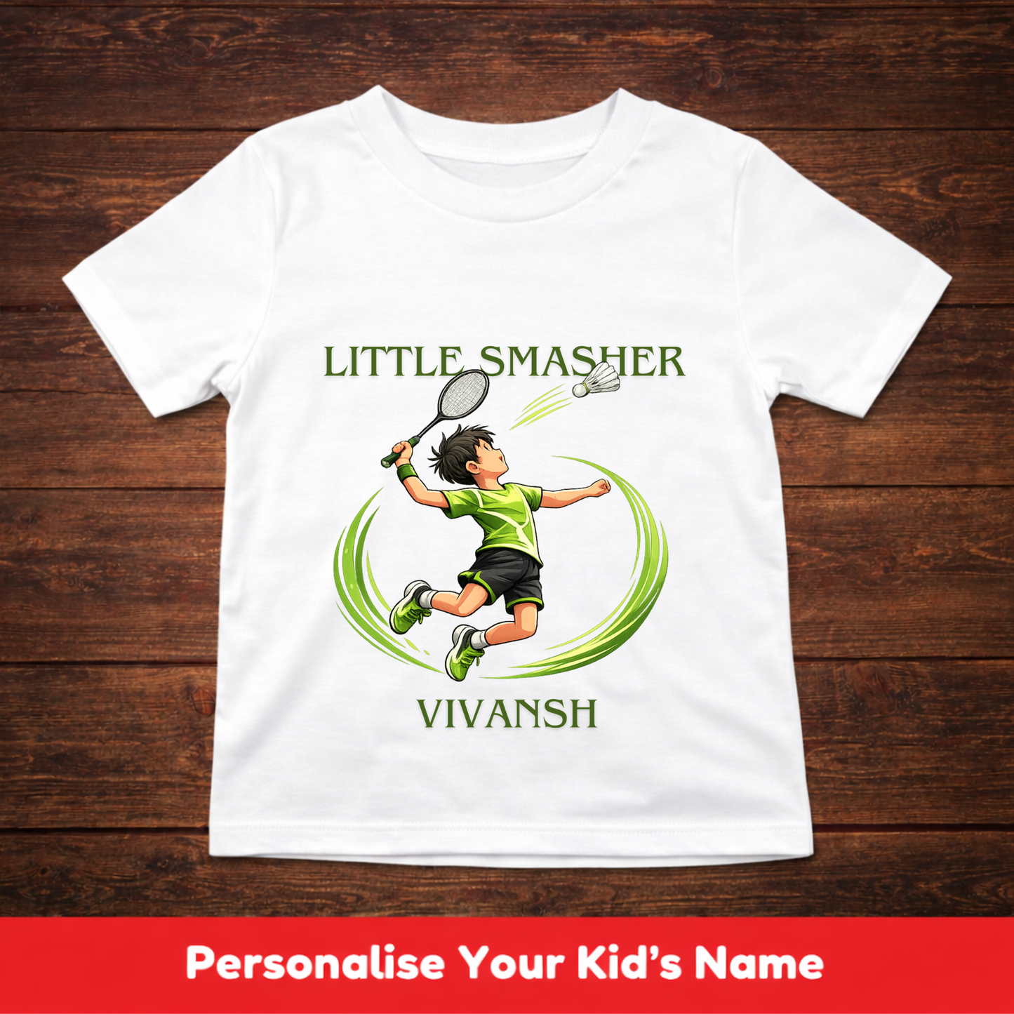 CUSTOMIZED-LITTLE SMASHER (BADMINTON)-BOY KIDS T-SHIRT