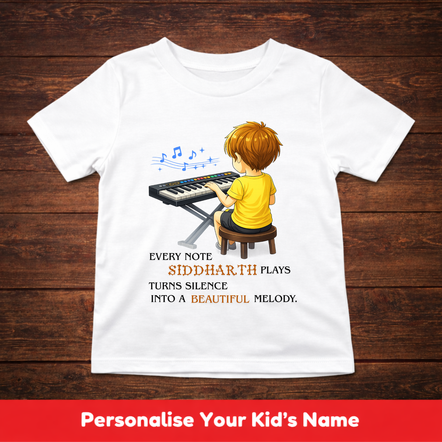 CUSTOMIZED-BEAUTIFUL MELODY(KEYBOARD)-BOY KIDS T-SHIRT
