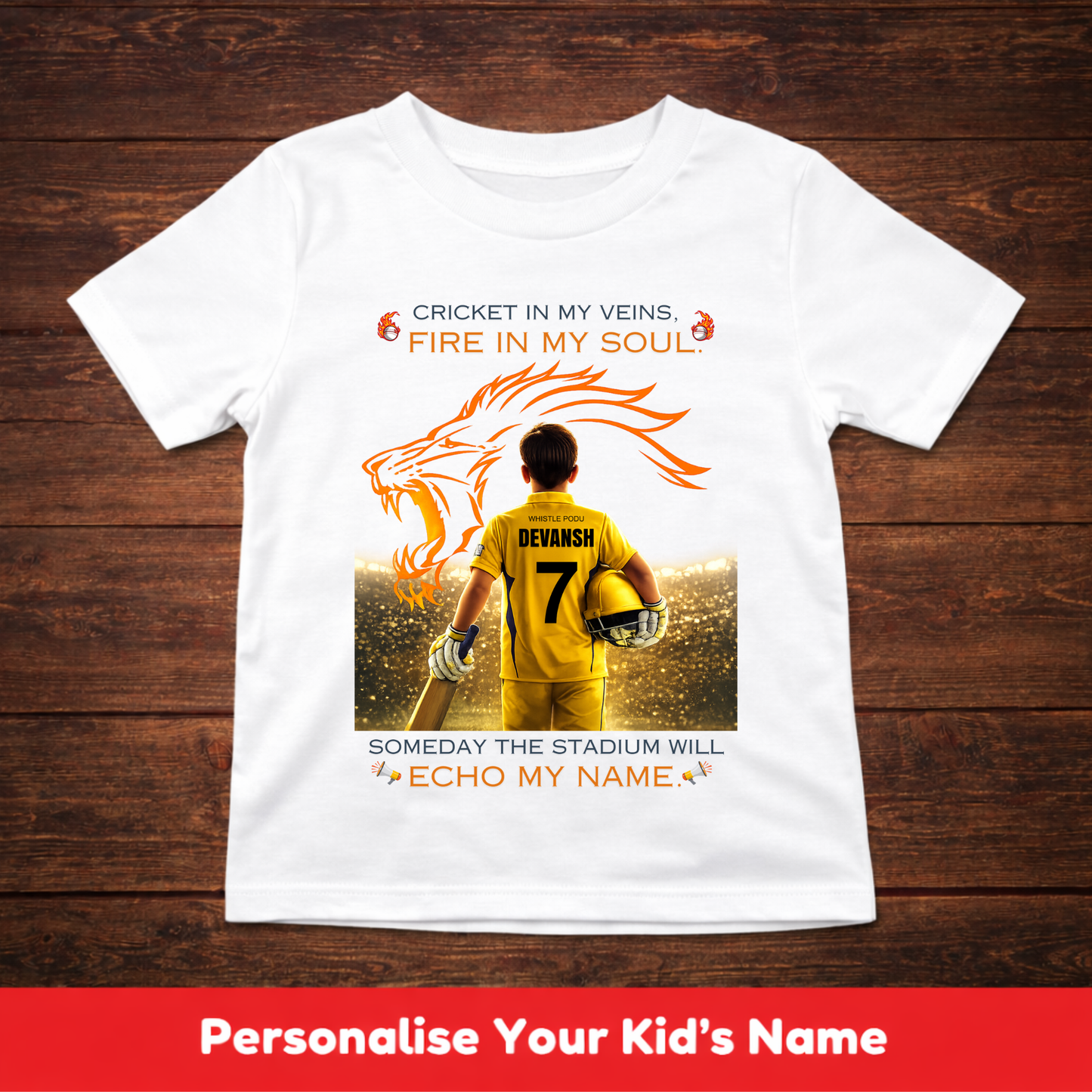 CUSTOMIZED-ECHO MY NAME(CRICKET)-KIDS T-SHIRT