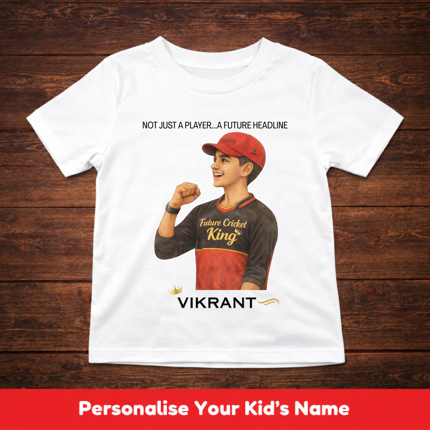 CUSTOMIZED-A FUTURE HEADLINE(CRICKET)-KIDS T-SHIRT