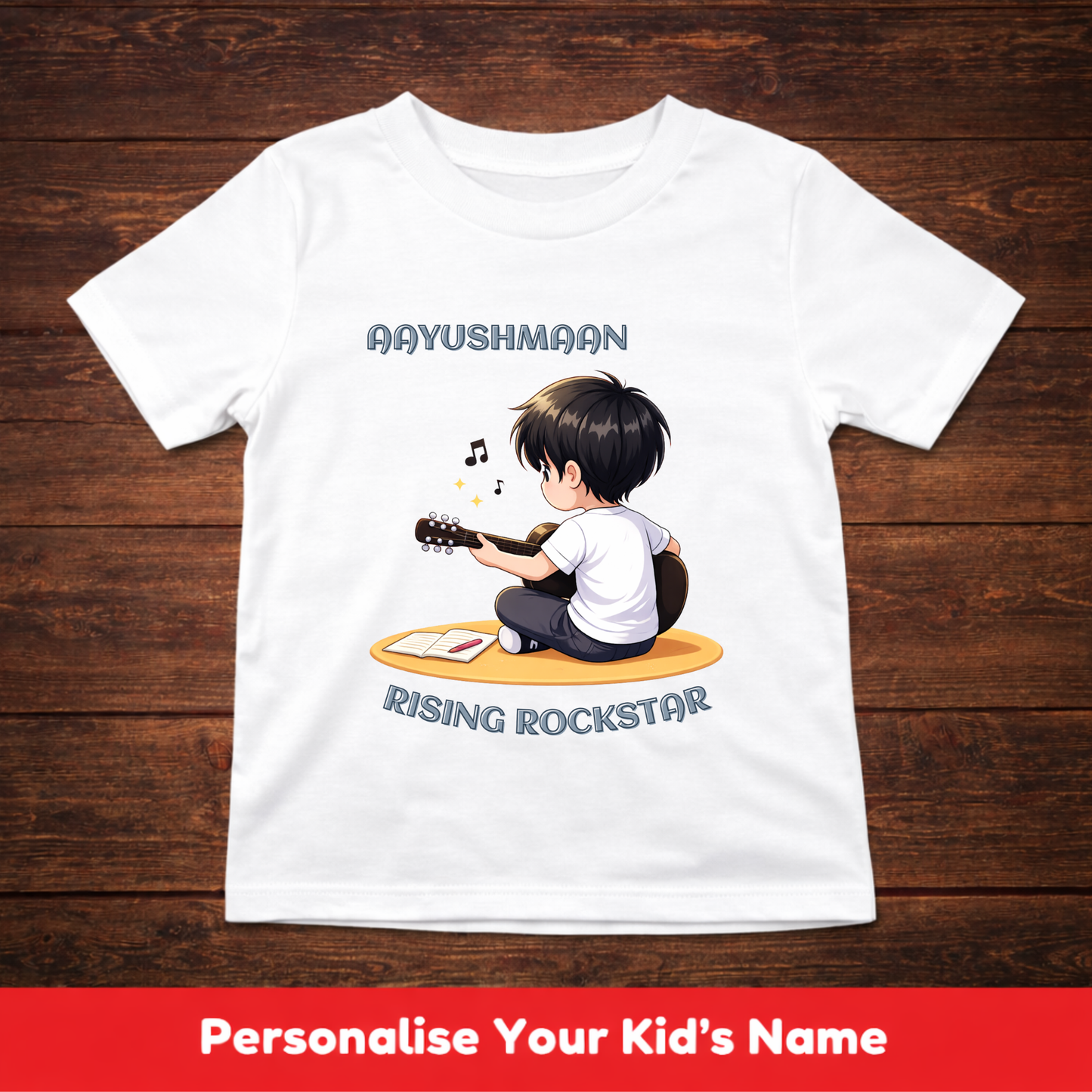 CUSTOMIZED-RISING ROCKSTAR(GUITAR)-BOY KIDS T-SHIRT