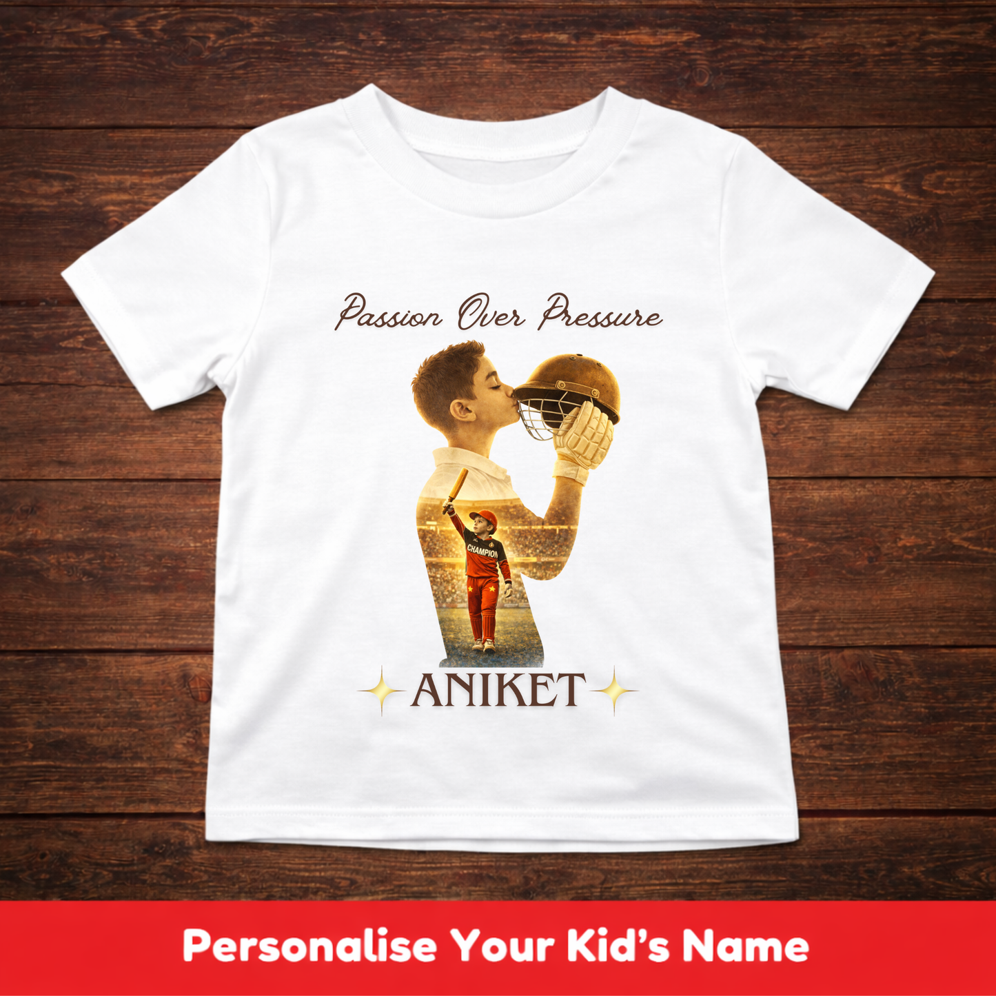 CUSTOMIZED-PASSION OVER PRESSURE(CRICKET)-KIDS T-SHIRT
