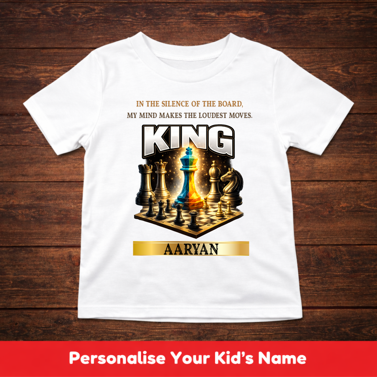 CUSTOMIZED-MIND MAKES THE LOUDEST MOVES(CHESS)-KIDS UNISEX T-SHIRT