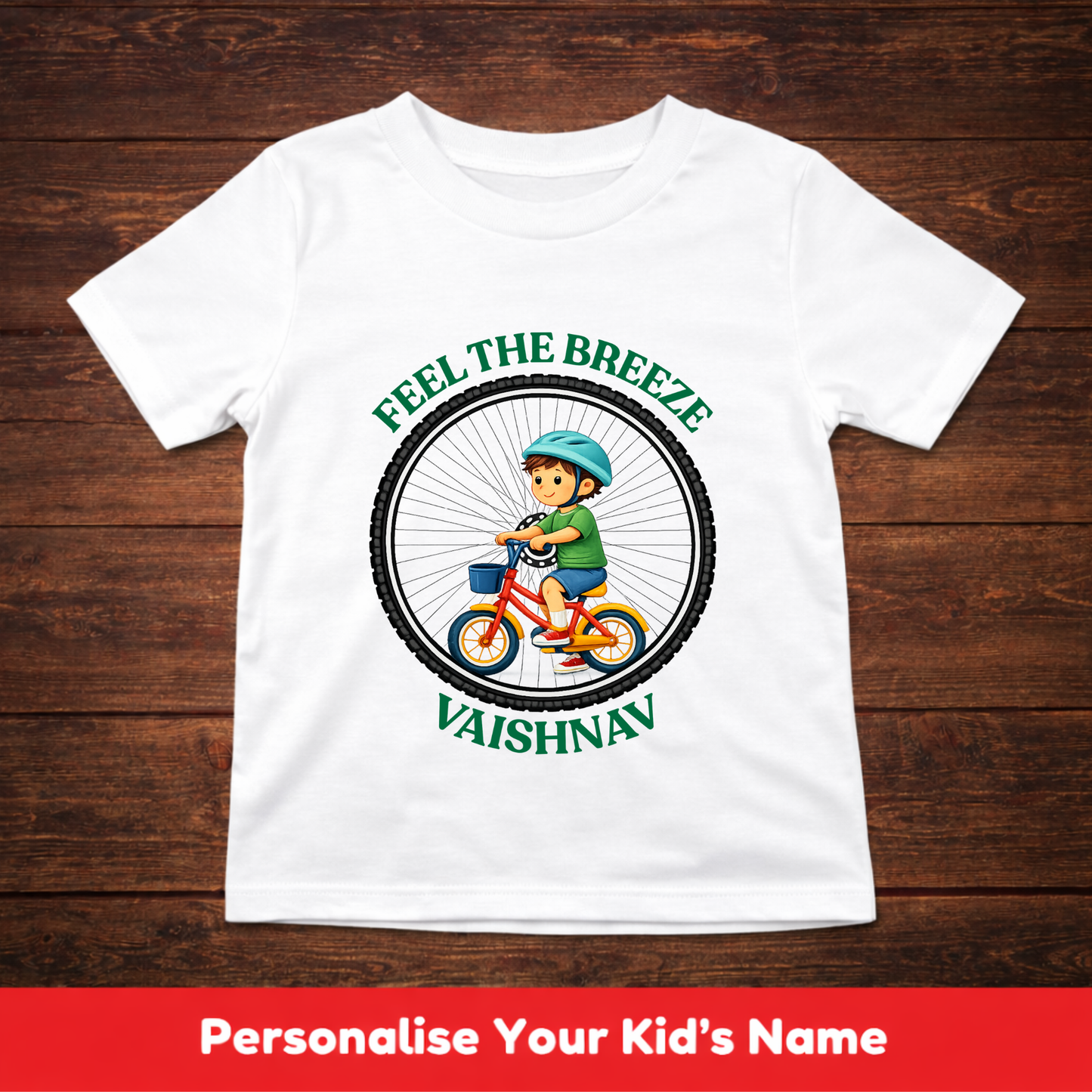 CUSTOMIZED-FEEL THE BREEZE(CYCLING)-BOY KIDS T-SHIRT