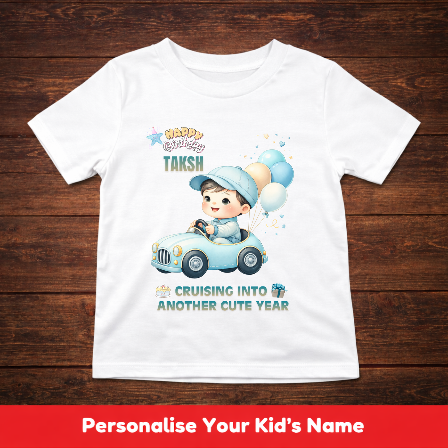 CUSTOMIZATION BOY'S T-SHIRT-CRUISING INTO ANOTHER CUTE YEAR