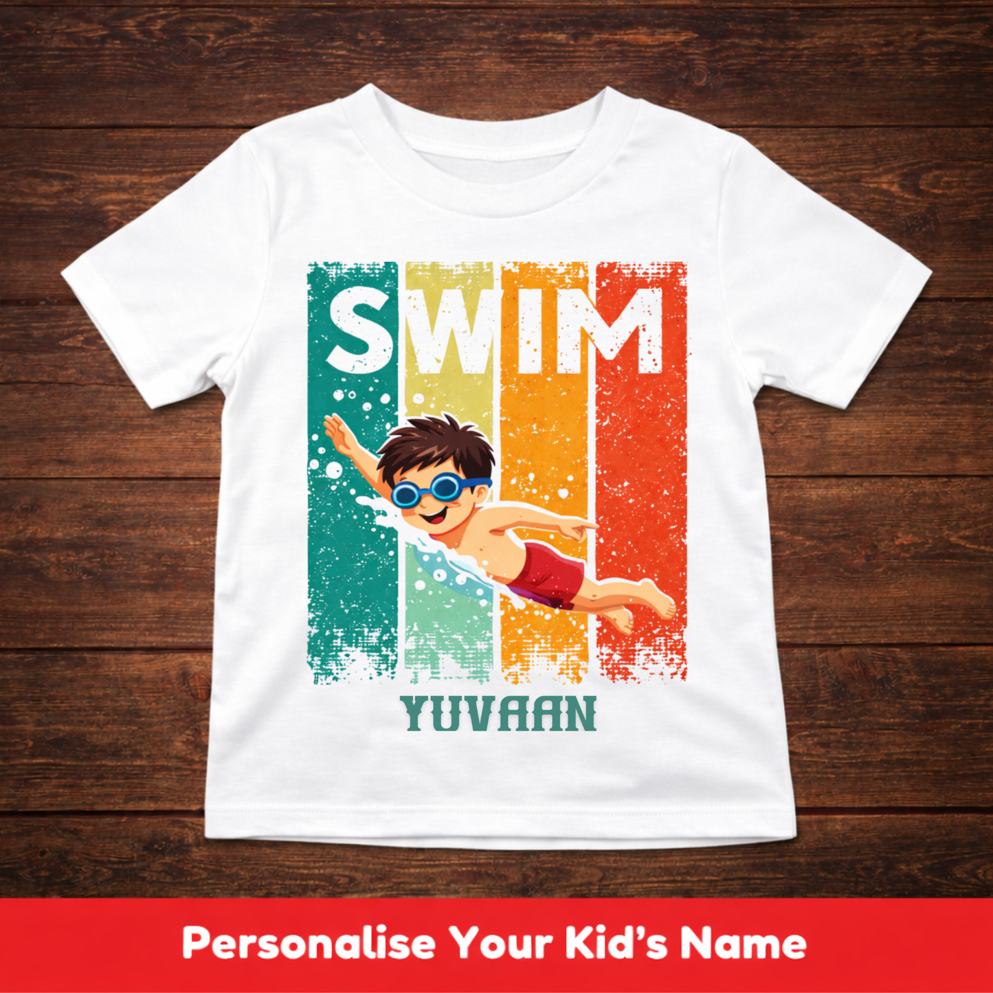 CUSTOMIZED-YOUNG BOY SWIMMING-KIDS T-SHIRT