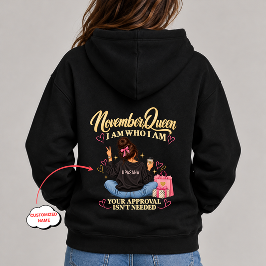 CUSTOMIZED-NOVEMBER QUEEN CLASSIC HOODIE BACK PRINT