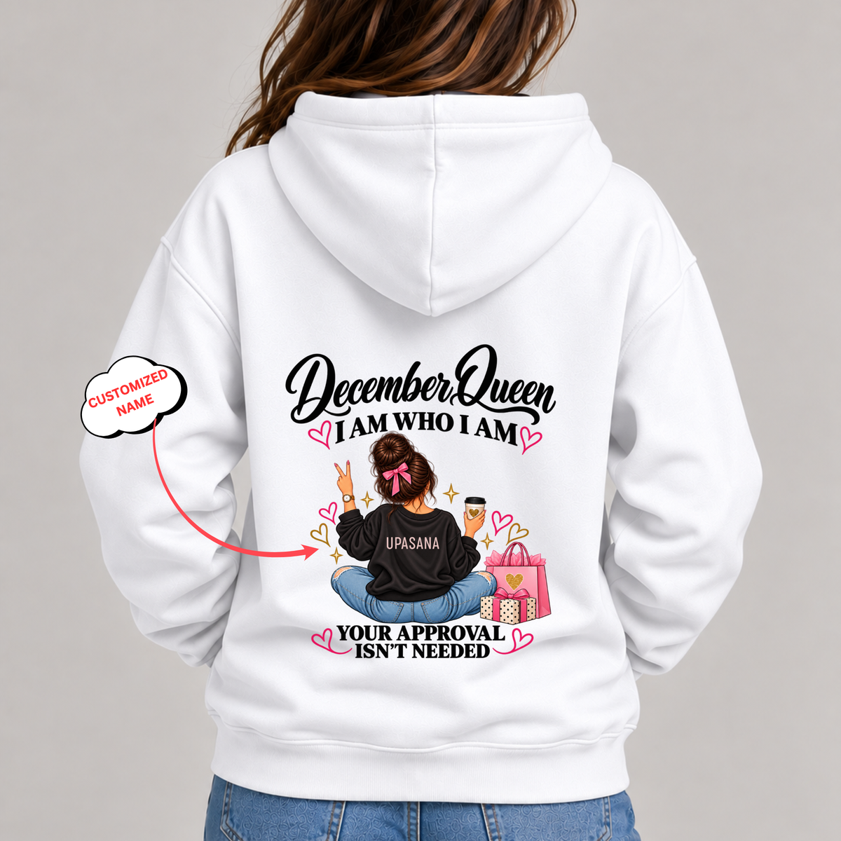 CUSTOMIZED-DECEMBER QUEEN CLASSIC HOODIE BACK PRINT